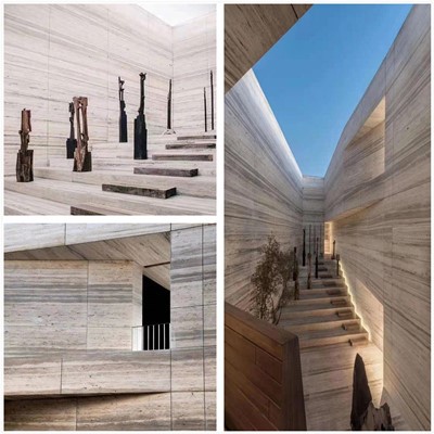 Travertine Pem Teb Vuas Honed Thiab Sau