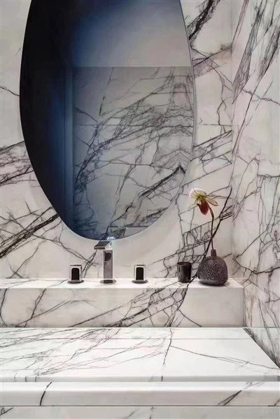 Lilac Dawb Marble Vuas Rau Niaj Hnub Tsim Sab Hauv